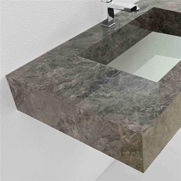 Glass Bottom Art Sinkt Sintered Stone Bathroom Vanity